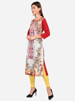 red American Crepe Digital Print trendy Kurta 3