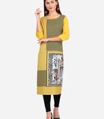 yellow American Crepe Digital Print trendy Kurta