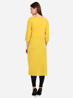 yellow American Crepe Digital Print trendy Kurta 2