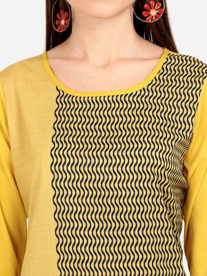 yellow American Crepe Digital Print trendy Kurta 4