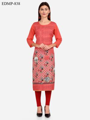 orange American Crepe Digital Print trendy Kurta 1
