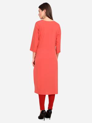 orange American Crepe Digital Print trendy Kurta 3
