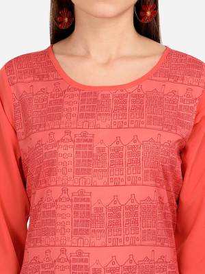 orange American Crepe Digital Print trendy Kurta 4