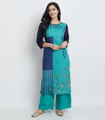 blue American Crepe Digital Print trendy Kurta