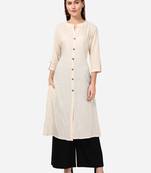 Cream VENIKA CREATRION A LINE SOLID POCKET KURTA