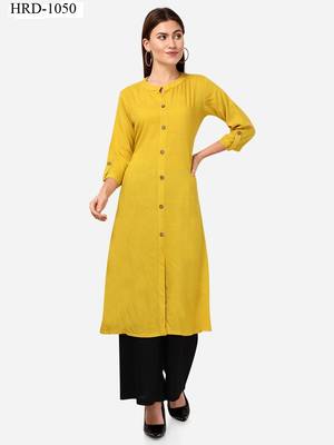 Yellow VENIKA CREATRION A LINE SOLID POCKET KURTA 1