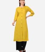 Yellow VENIKA CREATRION A LINE SOLID POCKET KURTA