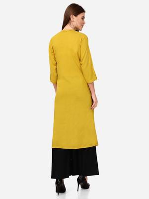 Yellow VENIKA CREATRION A LINE SOLID POCKET KURTA 2