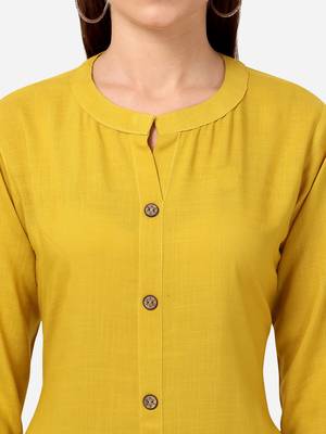 Yellow VENIKA CREATRION A LINE SOLID POCKET KURTA 4