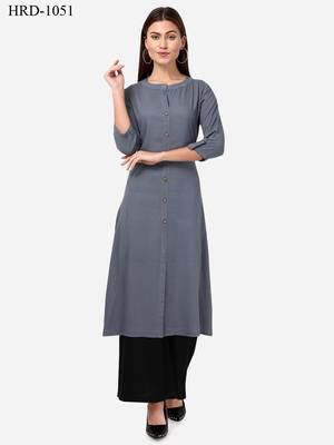Grey VENIKA CREATRION A LINE SOLID POCKET KURTA 1