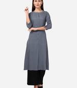 Grey VENIKA CREATRION A LINE SOLID POCKET KURTA