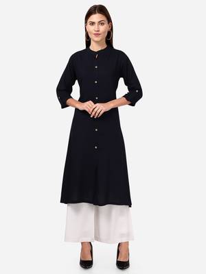 Black VENIKA CREATRION A LINE SOLID POCKET KURTA 1