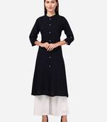 Black VENIKA CREATRION A LINE SOLID POCKET KURTA