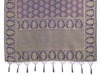 Violet woven art silk saree with blouse 4