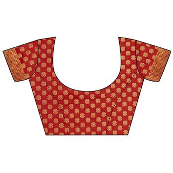 Red woven art silk saree with blouse 5