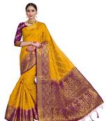 Gold woven art silk saree with blouse