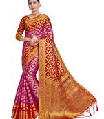 Pink woven chiffon saree with blouse