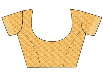 Yellow woven art silk saree with blouse 5