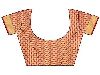Red woven art silk saree with blouse 4