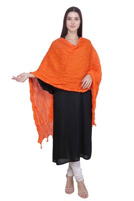 Kaustuki Orange Pure Cotton Tasselled Stole Dupatta 1