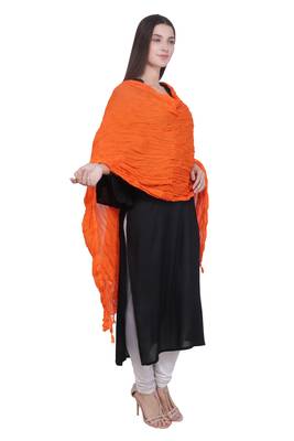 Kaustuki Orange Pure Cotton Tasselled Stole Dupatta 2