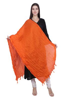 Kaustuki Orange Pure Cotton Tasselled Stole Dupatta 3