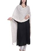 Kaustuki Off White Pure Cotton Tasselled Stole Dupatta