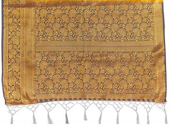 Yellow woven art silk saree with blouse 4