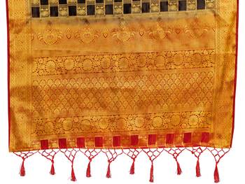 Black woven art silk saree with blouse 4