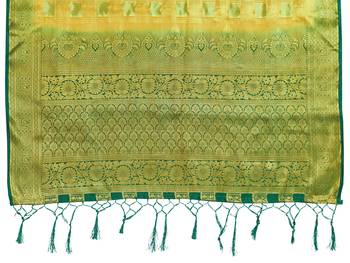 Light green woven art silk saree with blouse 4