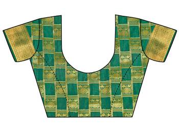 Light green woven art silk saree with blouse 5