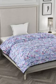 ROSARA HOME Floral Printed Polycotton Single Dohar(Navy Blue)