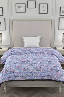 ROSARA HOME Floral Printed Polycotton Single Dohar(Navy Blue)