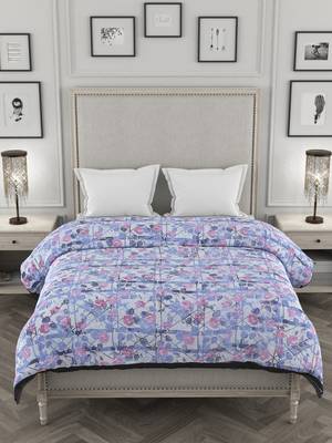 ROSARA HOME Floral Printed Polycotton Double Dohar(Navy Blue) 2