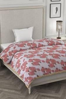 ROSARA HOME Floral Printed Polycotton Single Dohar(Red)