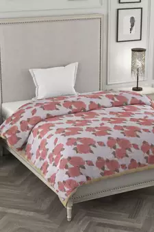 ROSARA HOME Floral Printed Polycotton Single Dohar(Red)