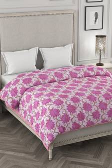 ROSARA HOME Floral Printed Polycotton Double Dohar(Pink)