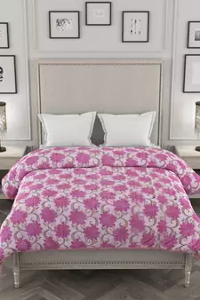 ROSARA HOME Floral Printed Polycotton Double Dohar(Pink)