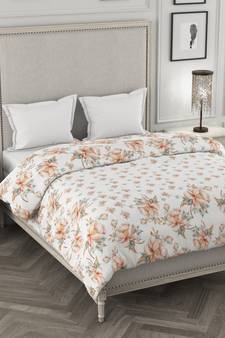ROSARA HOME Floral Printed Cotton Double Dohar(Orange)