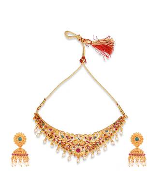 Gold Plated Designer necklaces with earings 2