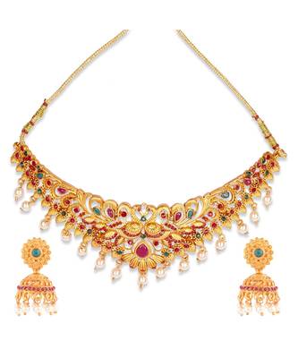 Gold Plated Designer necklaces with earings 3
