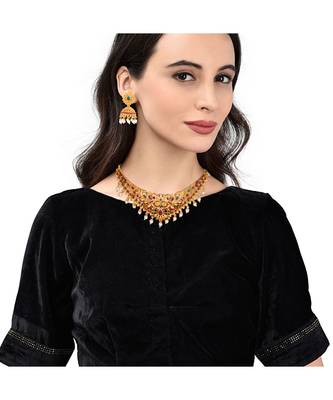 Gold Plated Designer necklaces with earings 1