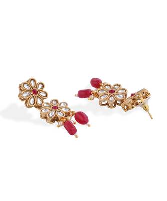 Red Stone Kundan Choker Necklace Set 4