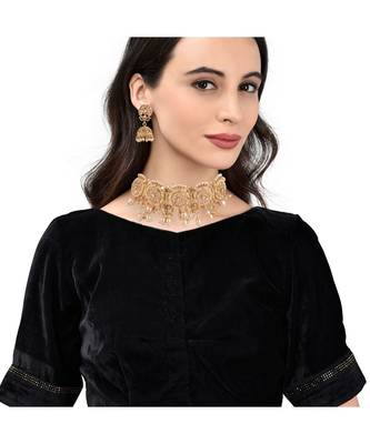 Gold Plated Designer Choker Necklace Set 1