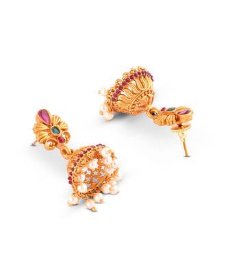 Gold Plated Designer necklaces and mangtikaa with earings 4