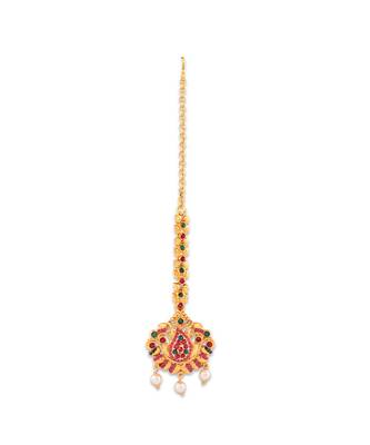 Gold Plated Designer necklaces and mangtikaa with earings 5
