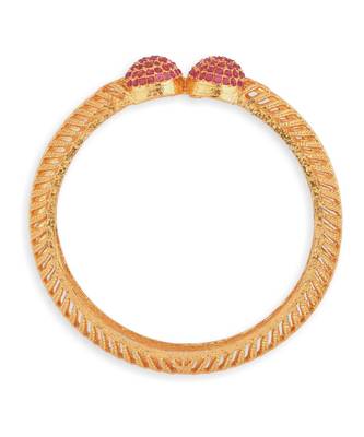 Gold Plated Ruby Stone Studded Bangles Set Of 2 3