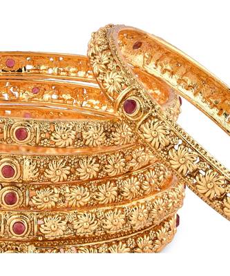 Gold Plated Desginer Bangles Set Of 6 For Womens 3