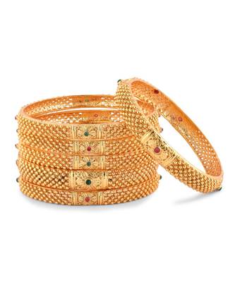 Gold Plated Desginer Bangles Set Of 6 For Womens 1