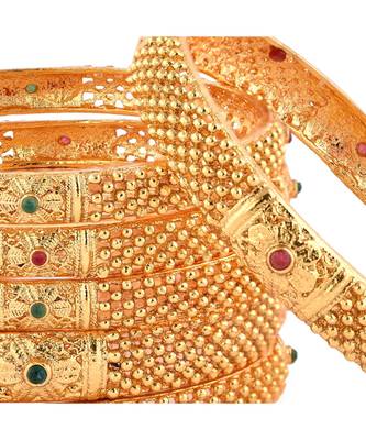 Gold Plated Desginer Bangles Set Of 6 For Womens 2